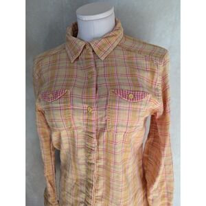 The North Face Plaid Button Down Shirt Women's Medium Roll Tab Cotton Outdoor